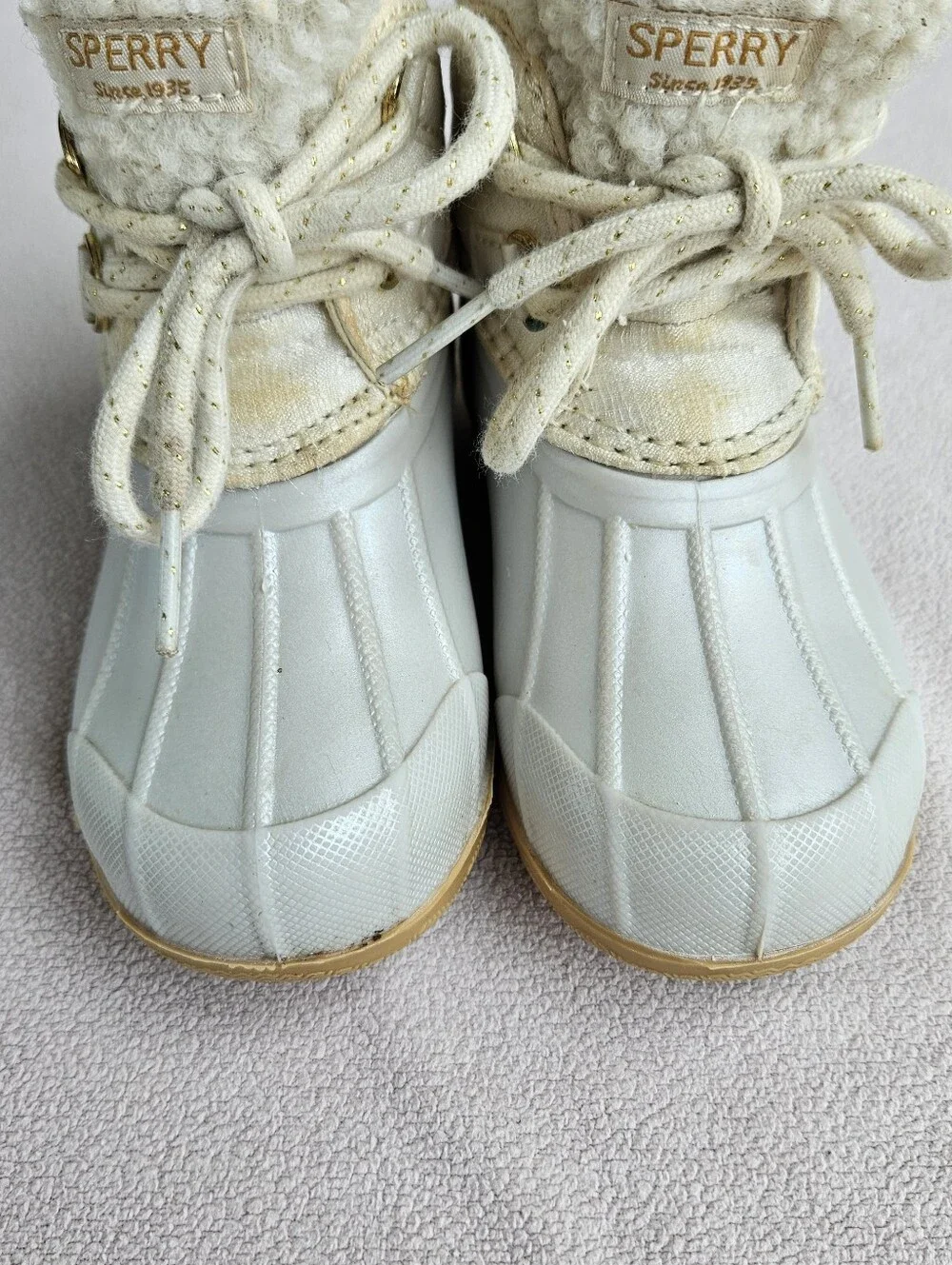 Sperry Kids' Port Alpine Duck Ankle Boot Toddler SZ 7 White Waterproof Lined